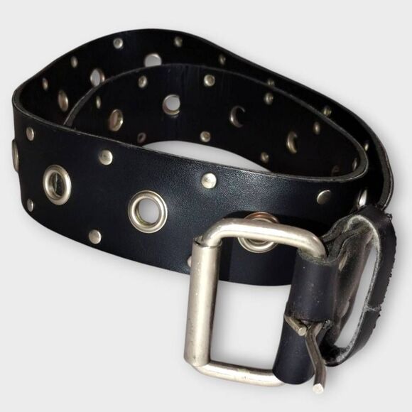 Faux Leather Belt 37" Metal Buckle Wide Square Riding Casual Basic Steampunk - Picture 1 of 5